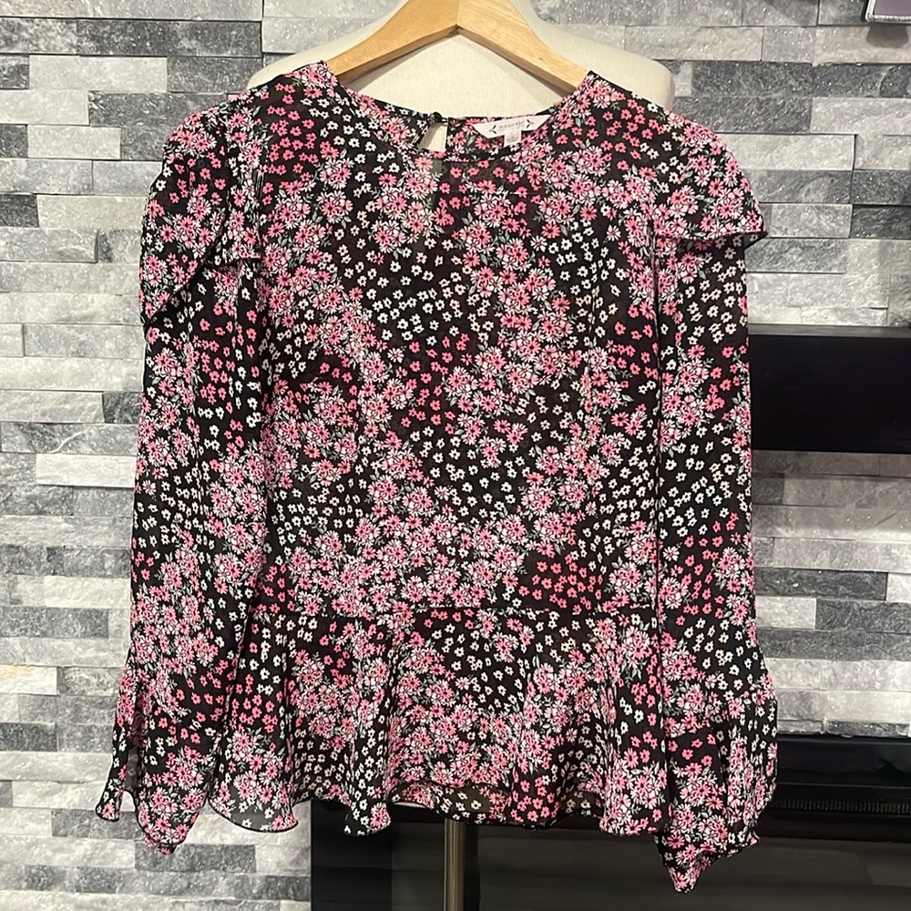 Nanette Lepore Women’s Size XS Printed Ruffle Blouse